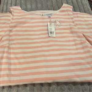 Kim Rogers Coral and White Striped Shift Dress